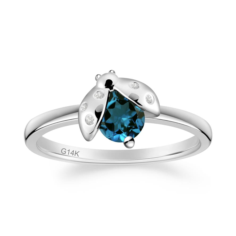 London Blue Topaz Ladybug Ring - LUO Jewelry #metal_14k white gold