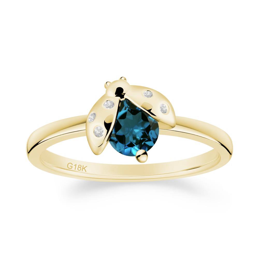 London Blue Topaz Ladybug Ring - LUO Jewelry #metal_18k yellow gold
