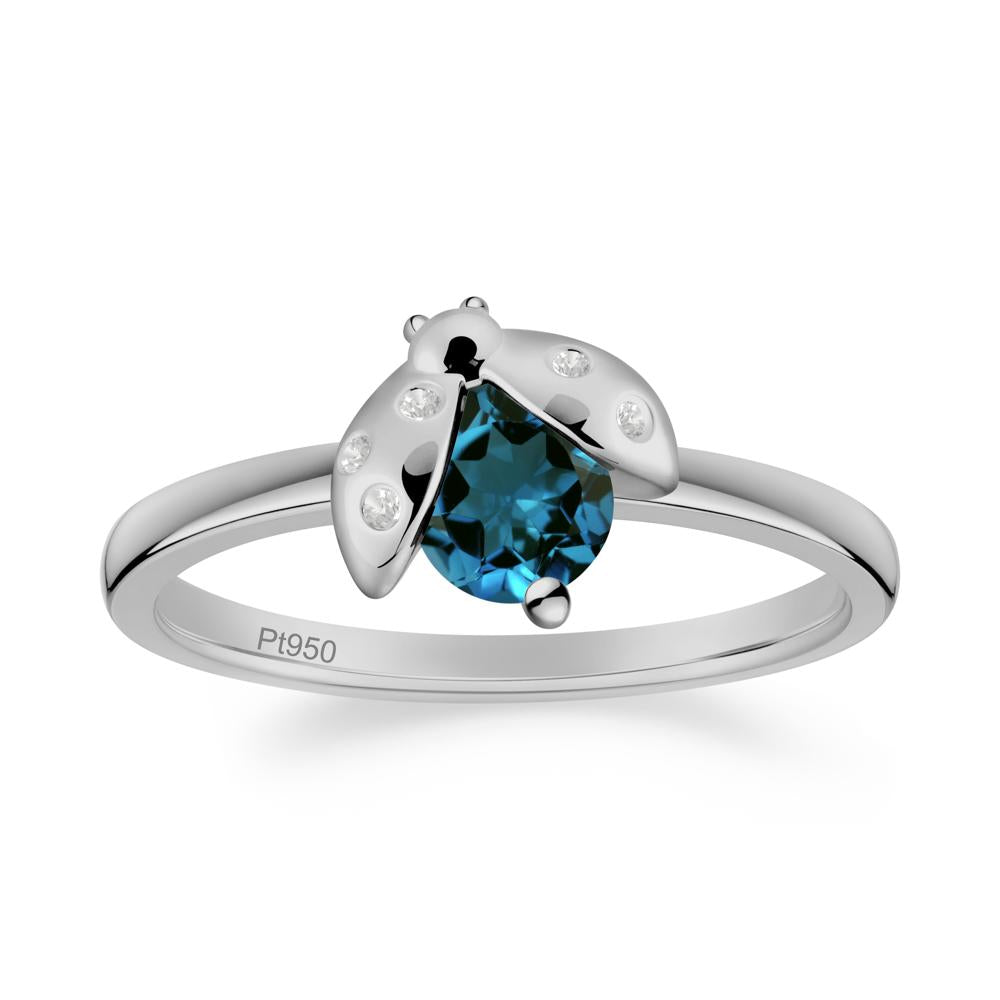 London Blue Topaz Ladybug Ring - LUO Jewelry #metal_platinum