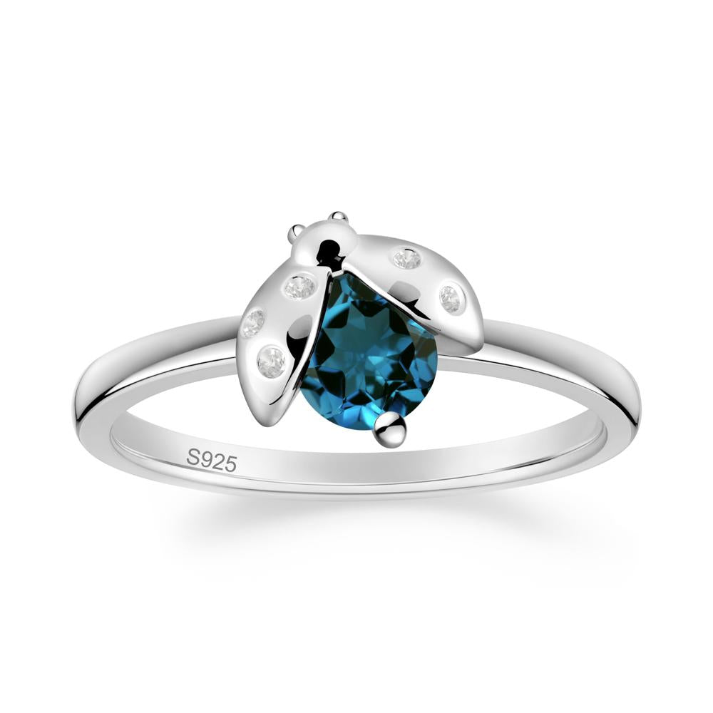 London Blue Topaz Ladybug Ring - LUO Jewelry #metal_sterling silver
