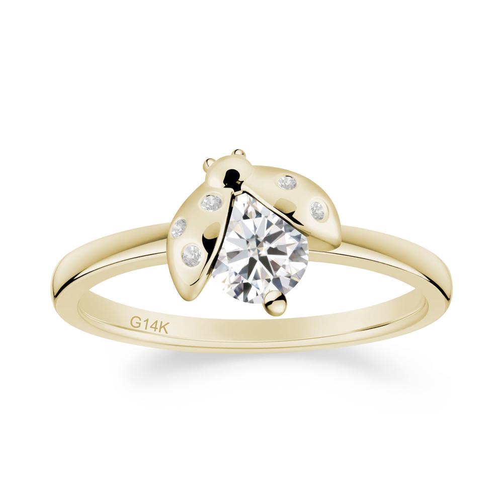 Moissanite Ladybug Ring - LUO Jewelry #metal_14k yellow gold