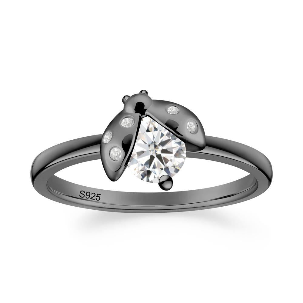 Moissanite Ladybug Ring - LUO Jewelry #metal_black finish sterling silver