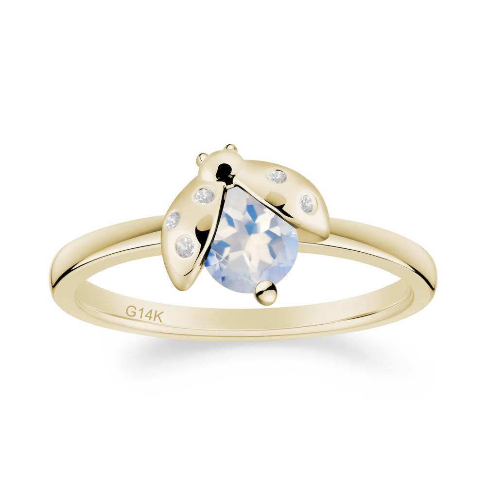 Moonstone Ladybug Ring - LUO Jewelry #metal_14k yellow gold