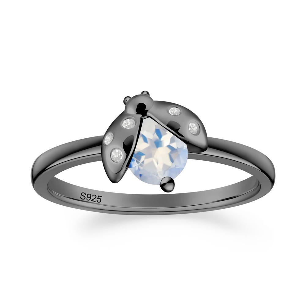 Moonstone Ladybug Ring - LUO Jewelry #metal_black finish sterling silver