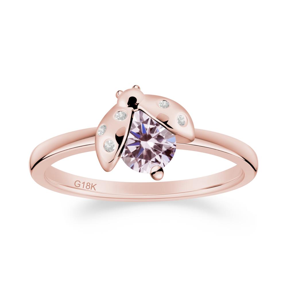 Pink Cubic Zirconia Ladybug Ring - LUO Jewelry #metal_18k rose gold