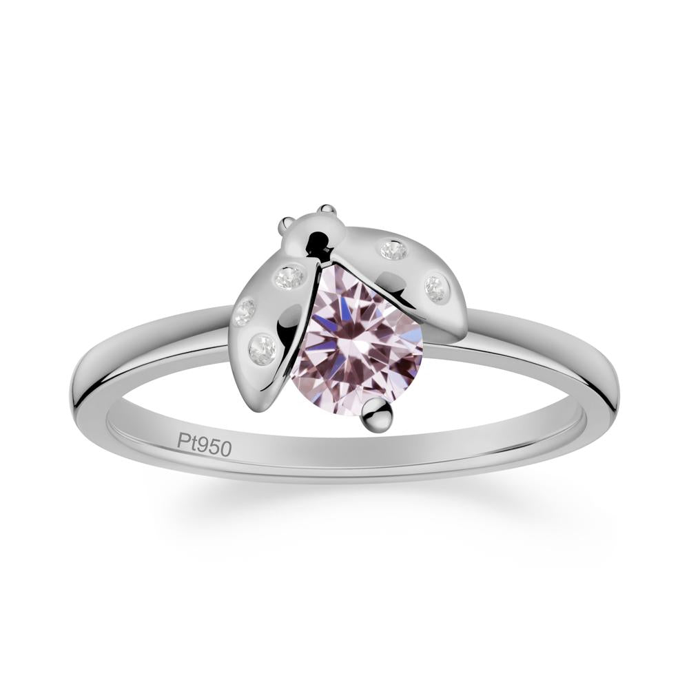 Pink Cubic Zirconia Ladybug Ring - LUO Jewelry #metal_platinum