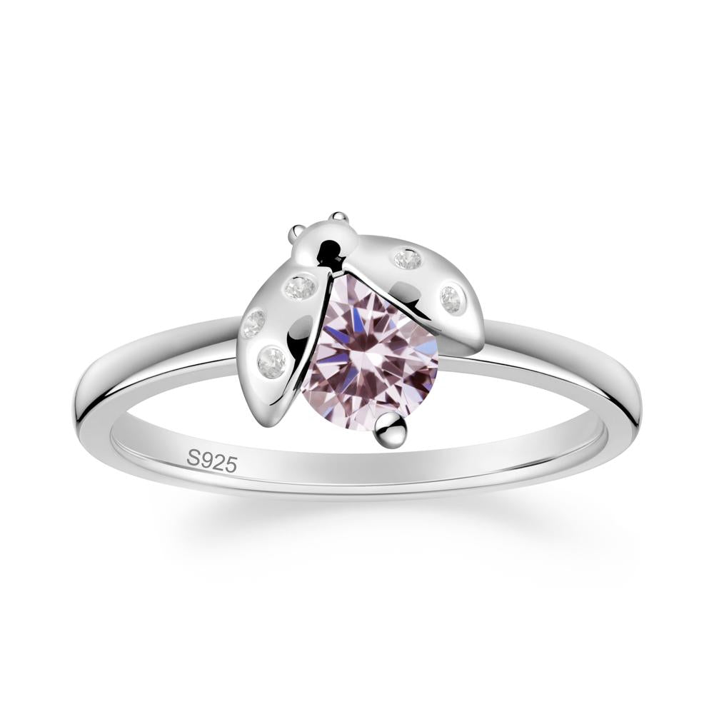 Pink Cubic Zirconia Ladybug Ring - LUO Jewelry #metal_sterling silver