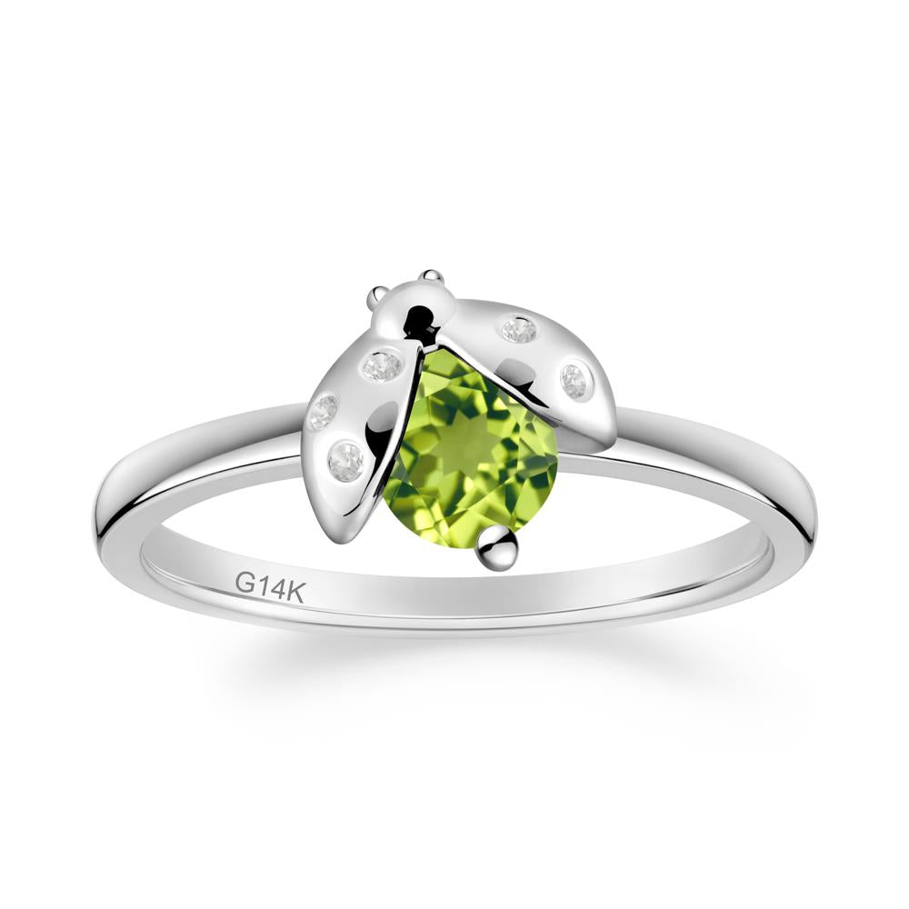 Peridot Ladybug Ring - LUO Jewelry #metal_14k white gold