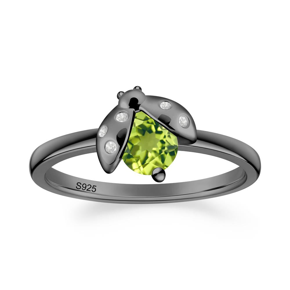 Peridot Ladybug Ring - LUO Jewelry #metal_black finish sterling silver