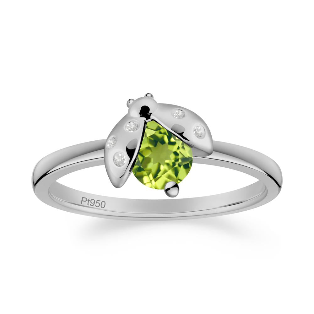 Peridot Ladybug Ring - LUO Jewelry #metal_platinum