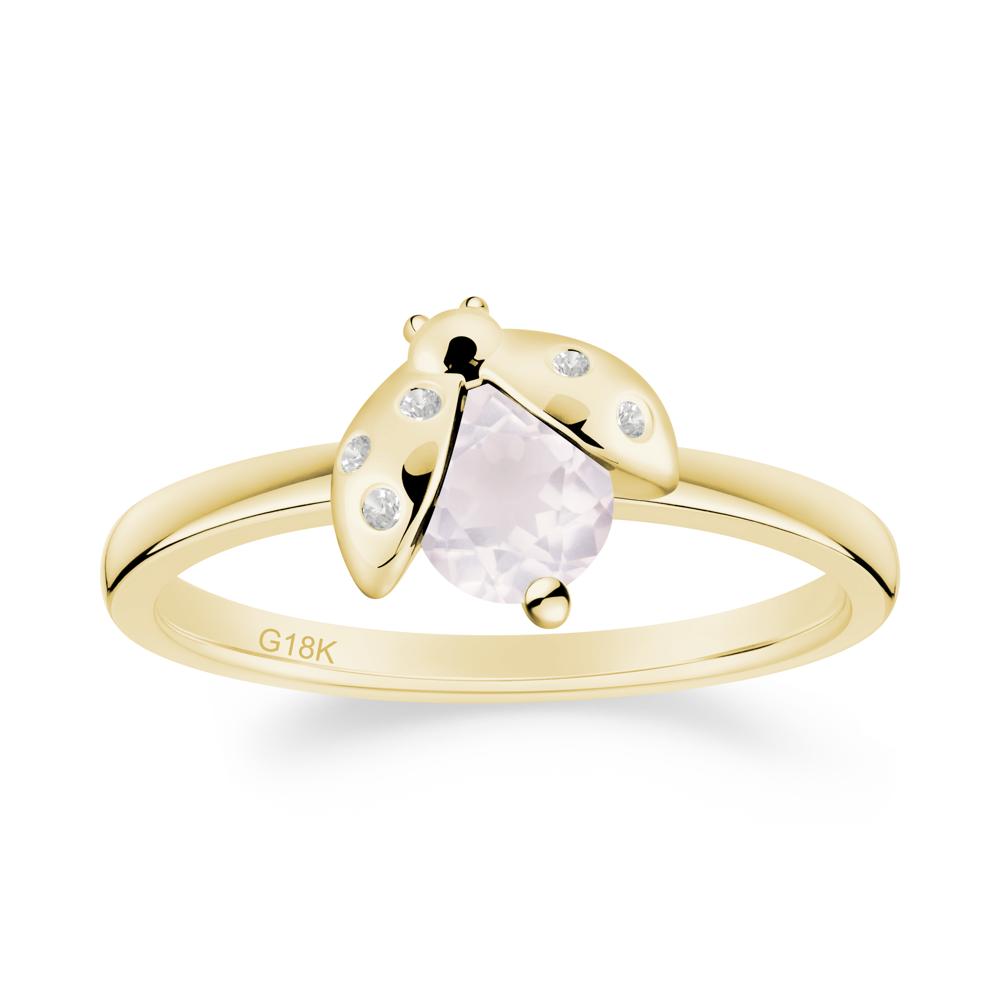 Rose Quartz Ladybug Ring - LUO Jewelry #metal_18k yellow gold