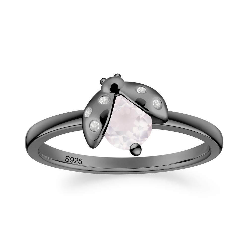 Rose Quartz Ladybug Ring - LUO Jewelry #metal_black finish sterling silver