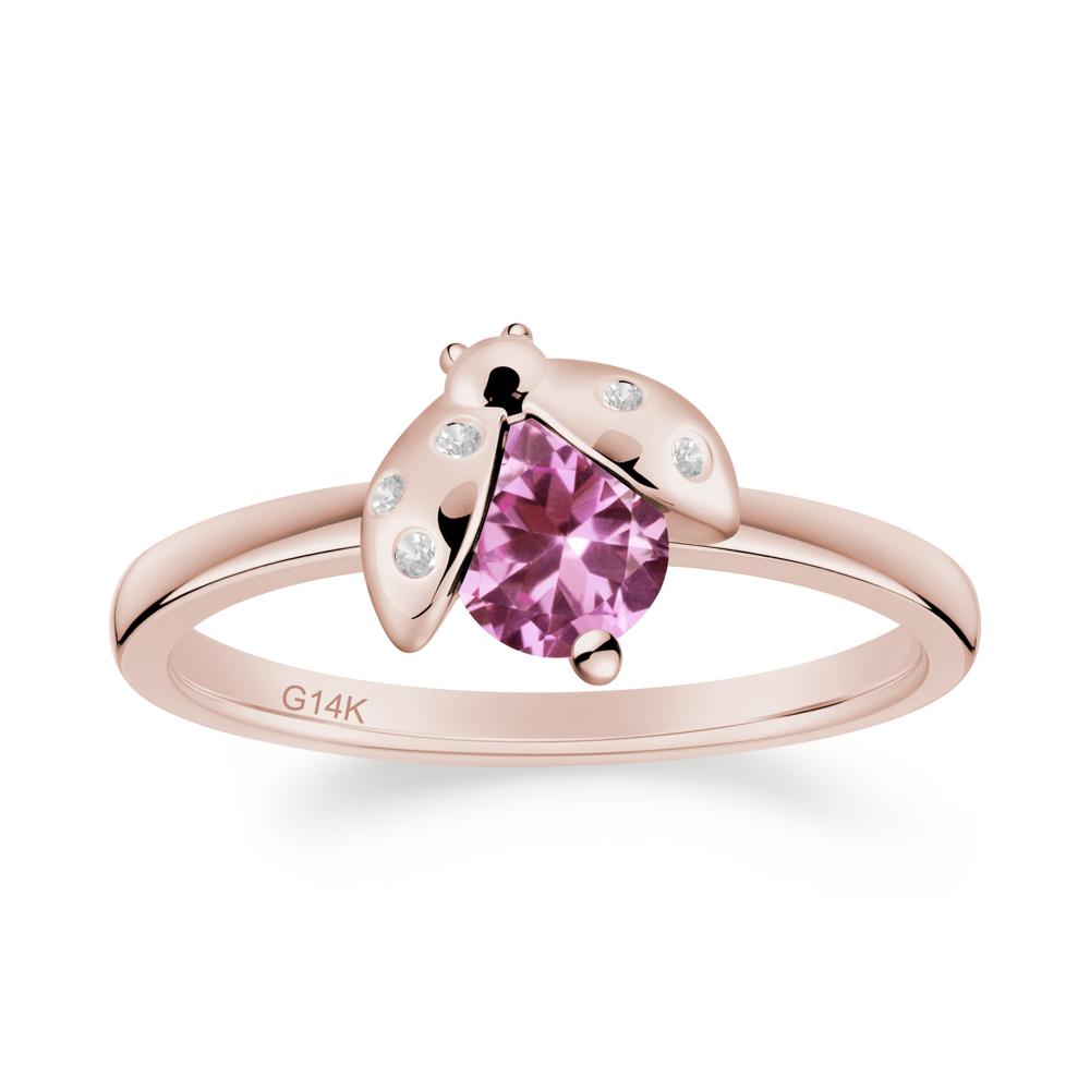 Pink Sapphire Ladybug Ring - LUO Jewelry #metal_14k rose gold