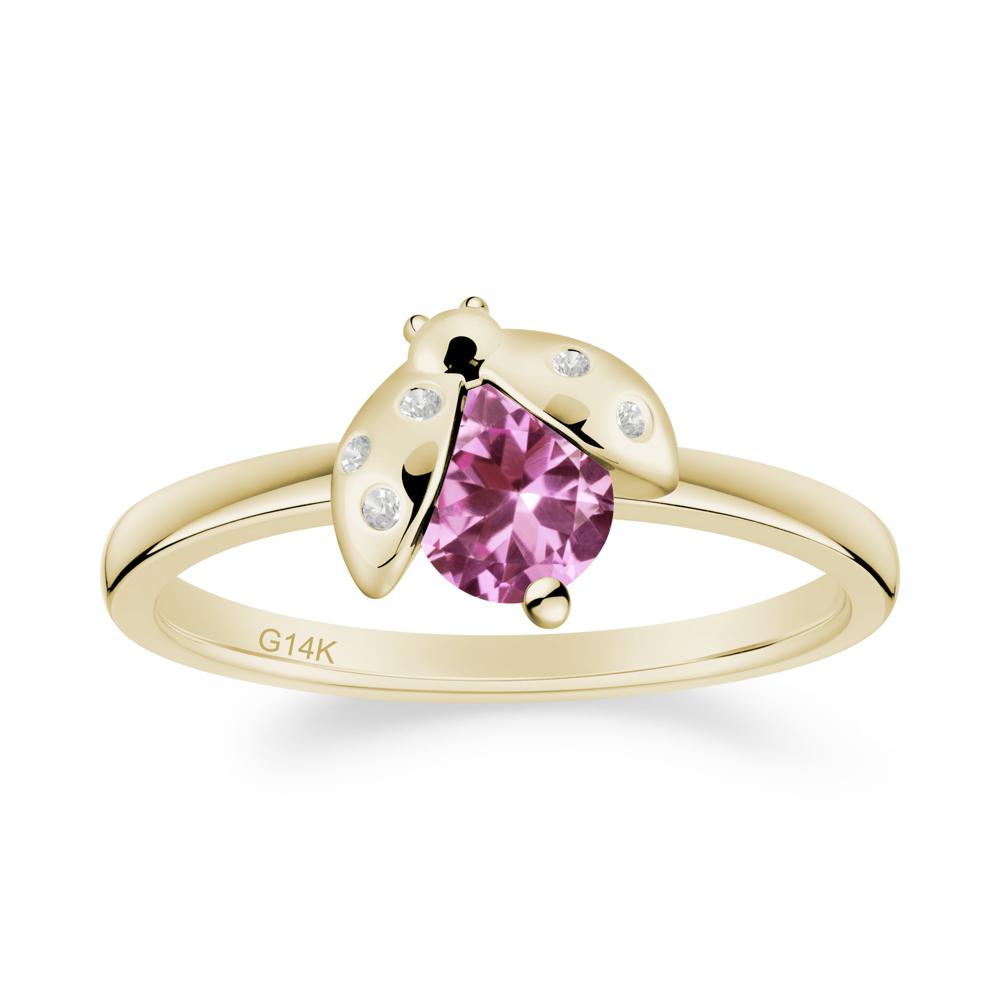 Pink Sapphire Ladybug Ring - LUO Jewelry #metal_14k yellow gold