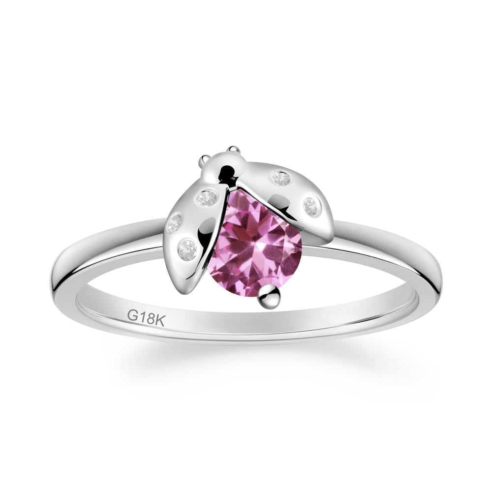 Pink Sapphire Ladybug Ring - LUO Jewelry #metal_18k white gold