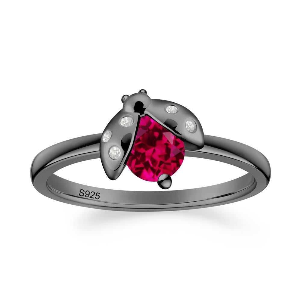Ladybug Ruby Ring - LUO Jewelry #metal_black finish sterling silver