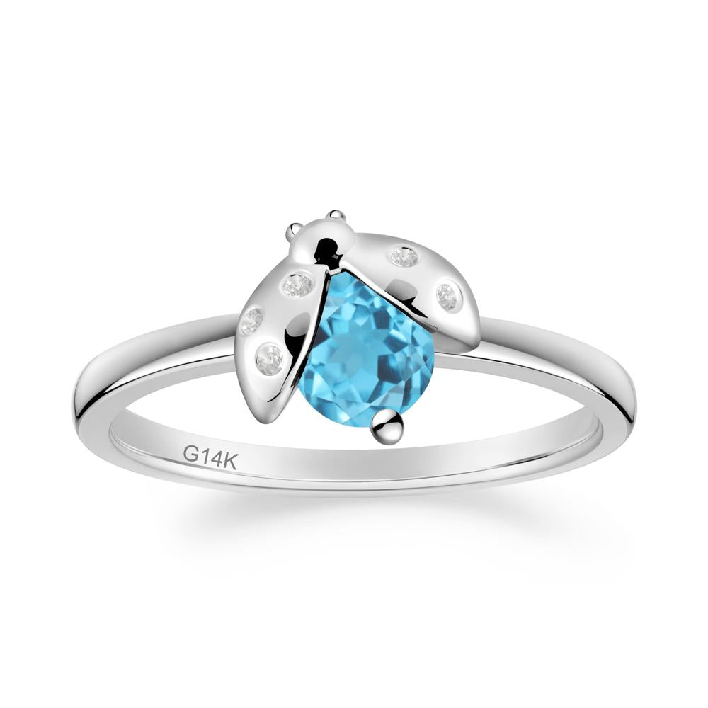 Ladybug Swiss Blue Topaz Ring - LUO Jewelry #metal_14k white gold