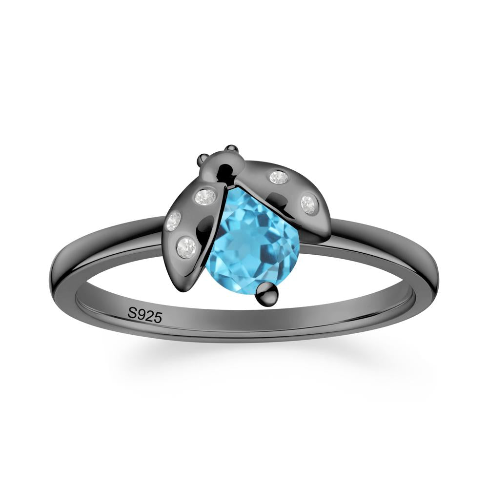 Ladybug Swiss Blue Topaz Ring - LUO Jewelry #metal_black finish sterling silver