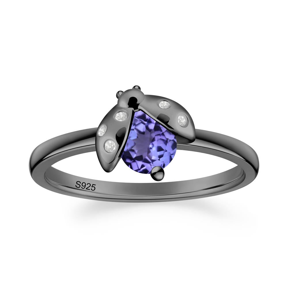 Tanzanite Ladybug Ring - LUO Jewelry #metal_black finish sterling silver