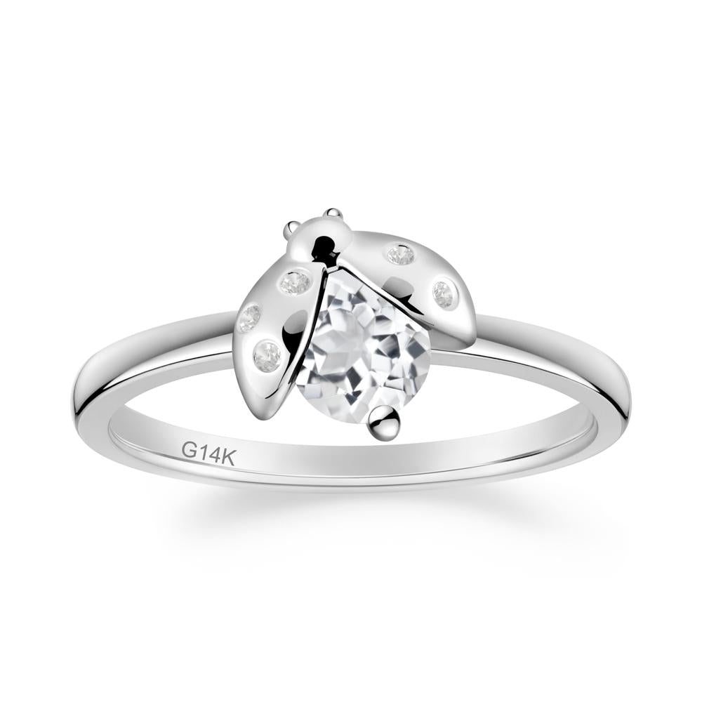 Ladybug White Topaz Ring - LUO Jewelry #metal_14k white gold