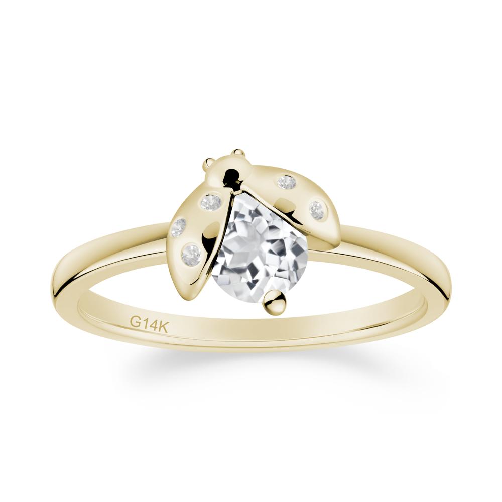 Ladybug White Topaz Ring - LUO Jewelry #metal_14k yellow gold