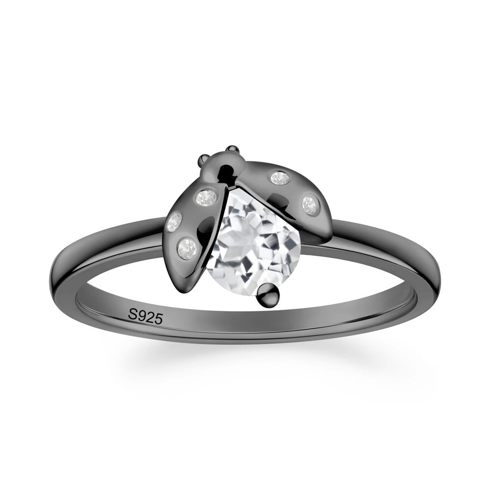 Ladybug White Topaz Ring - LUO Jewelry #metal_black finish sterling silver