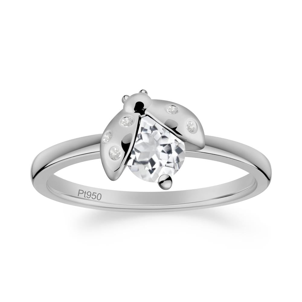Ladybug White Topaz Ring - LUO Jewelry #metal_platinum