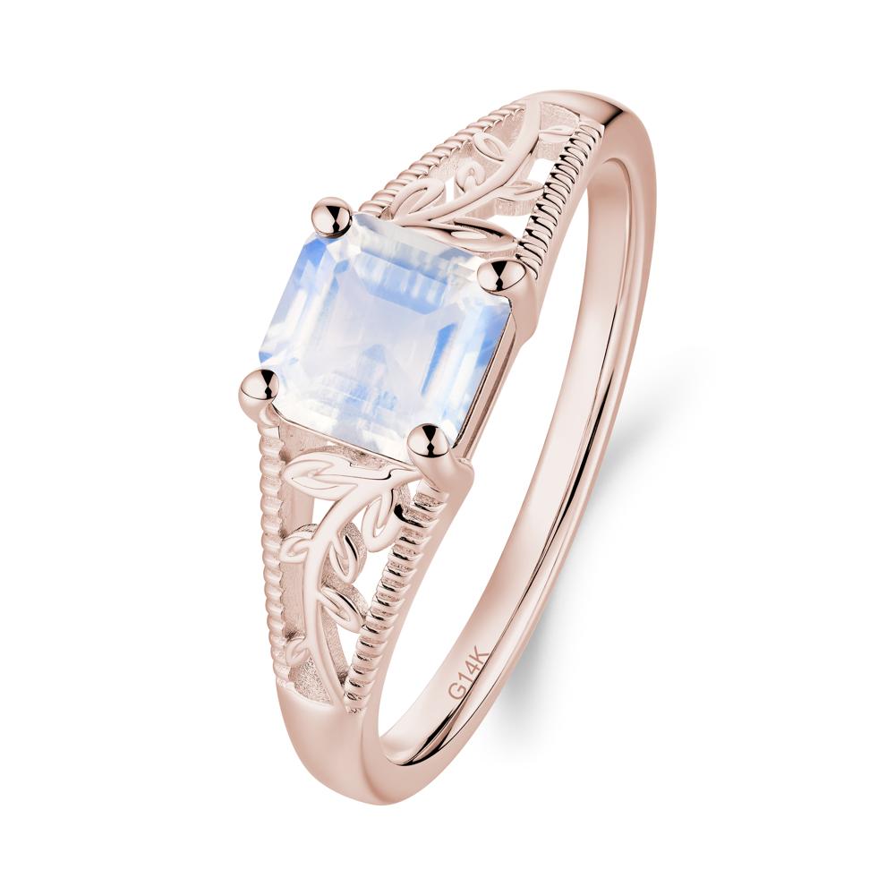 Milgrain and Filigree Leaf Moonstone Ring - LUO Jewelry #metal_14k rose gold