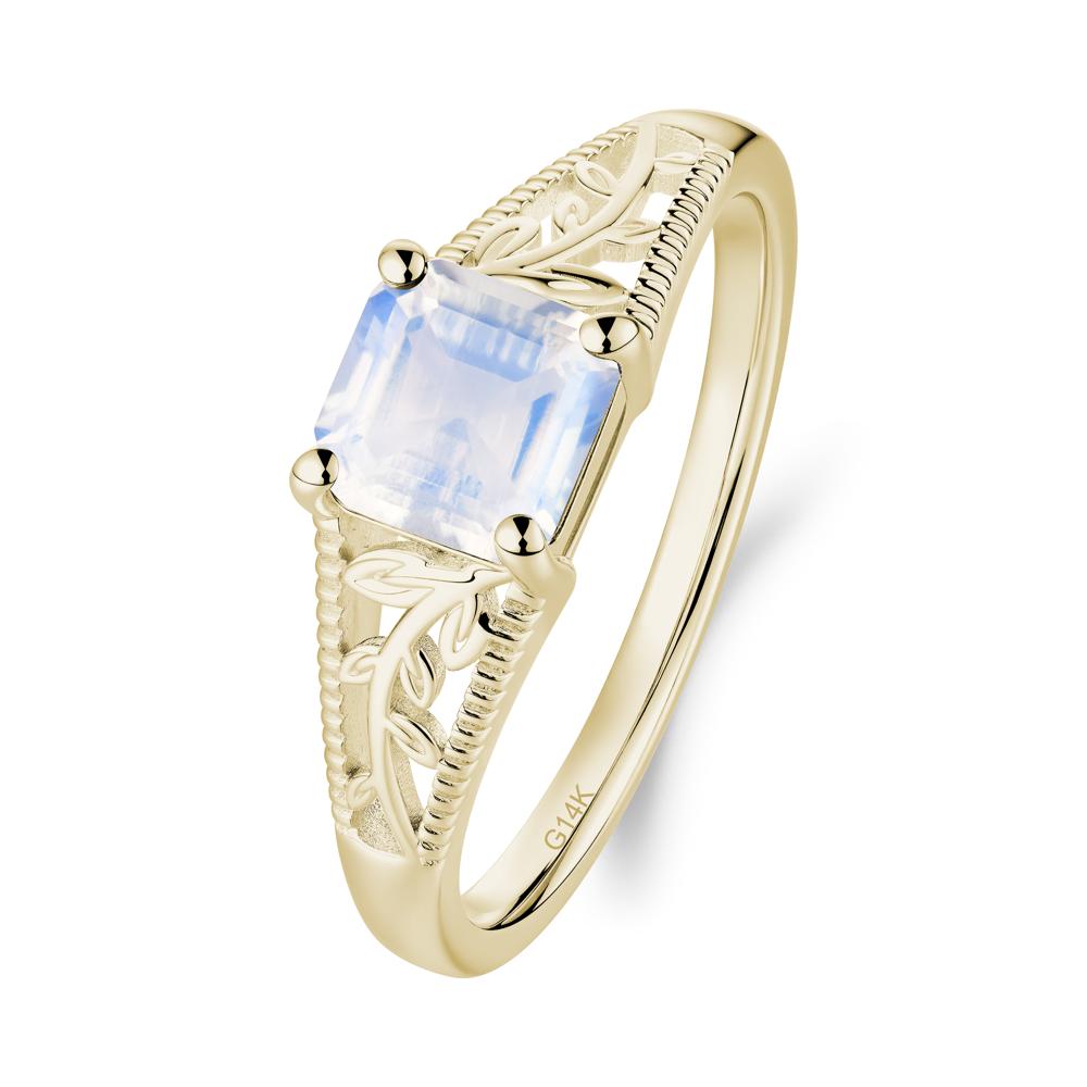 Milgrain and Filigree Leaf Moonstone Ring - LUO Jewelry #metal_14k yellow gold