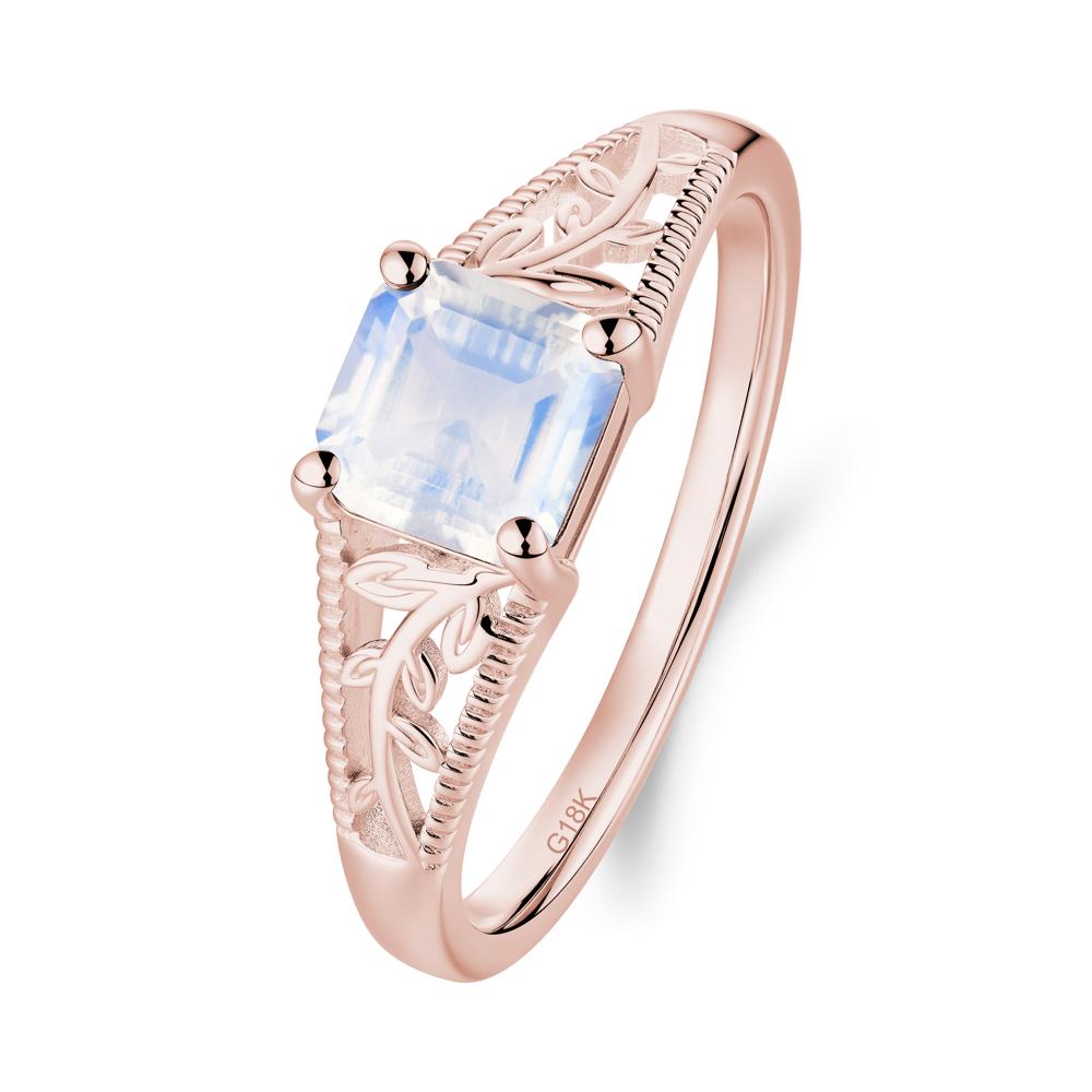 Milgrain and Filigree Leaf Moonstone Ring - LUO Jewelry #metal_18k rose gold
