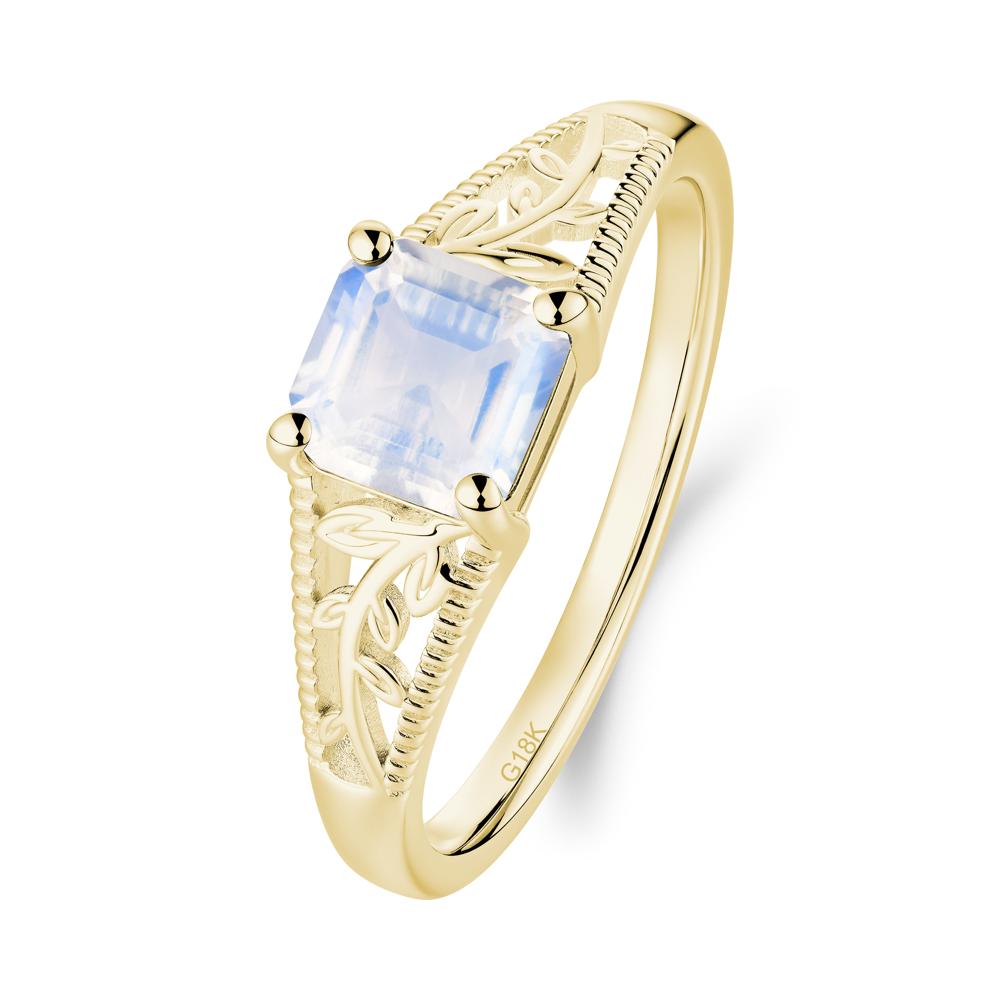 Milgrain and Filigree Leaf Moonstone Ring - LUO Jewelry #metal_18k yellow gold