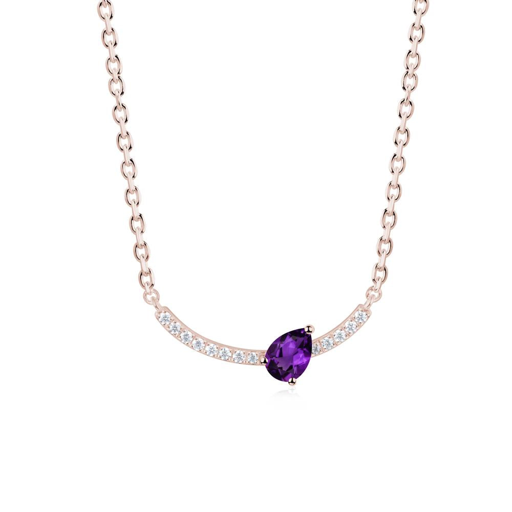 Teardrop Amethyst Smile Necklace - LUO Jewelry #metal_14k rose gold