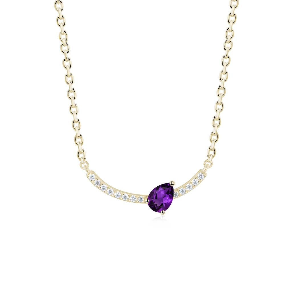 Teardrop Amethyst Smile Necklace - LUO Jewelry #metal_14k yellow gold