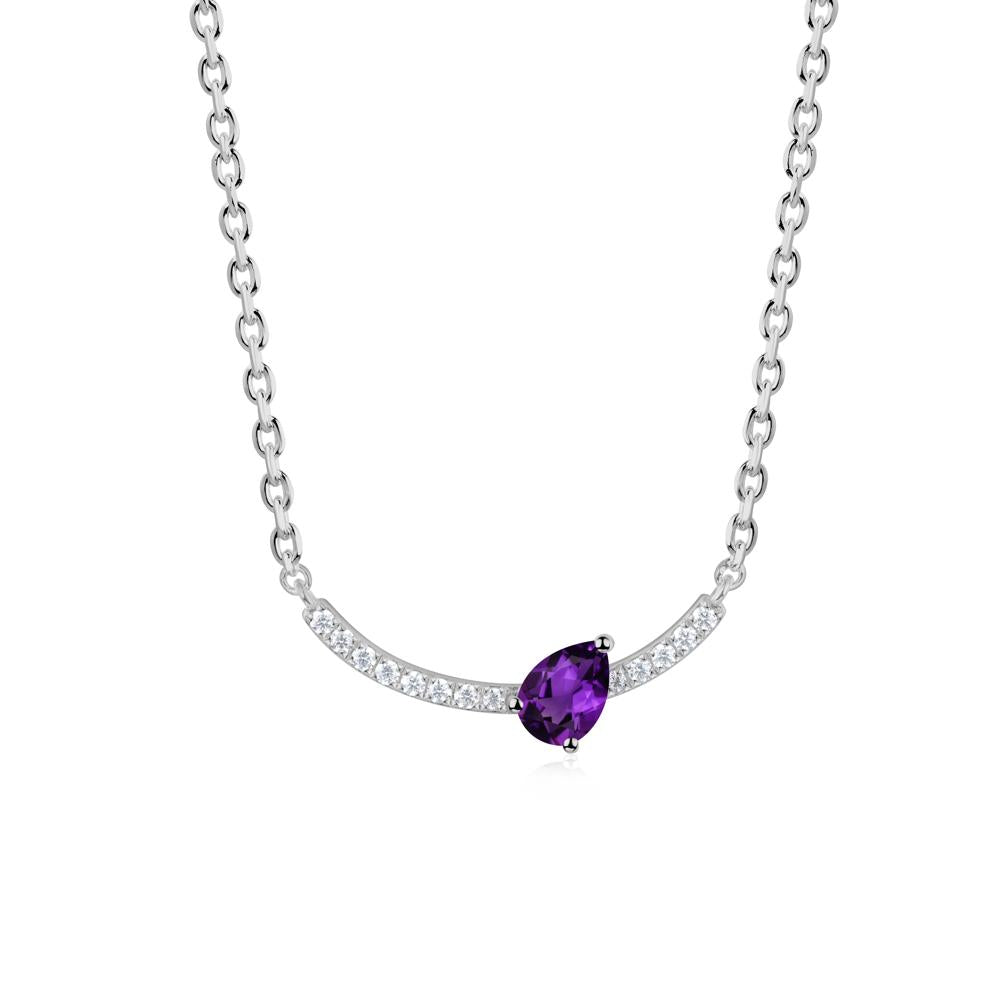 Teardrop Amethyst Smile Necklace - LUO Jewelry #metal_platinum