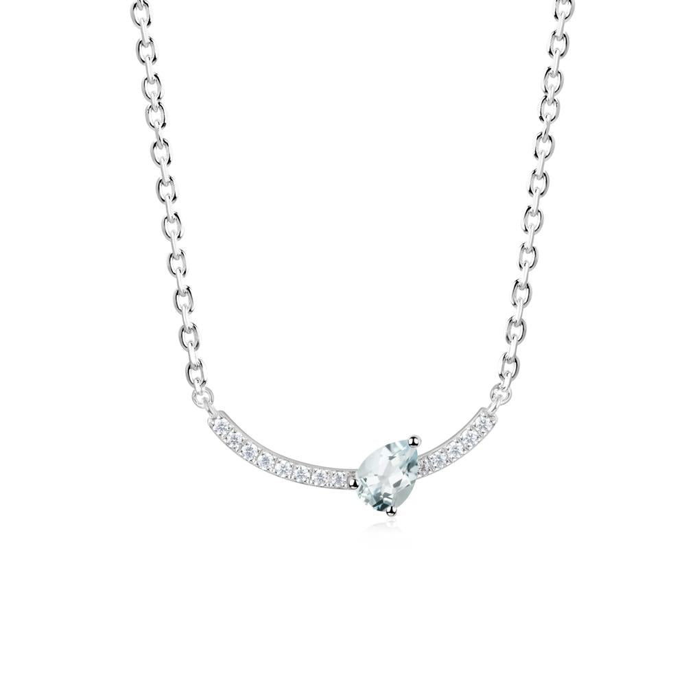 Teardrop Aquamarine Smile Necklace - LUO Jewelry #metal_18k white gold