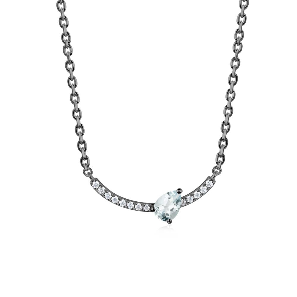 Teardrop Aquamarine Smile Necklace - LUO Jewelry #metal_black finish sterling silver