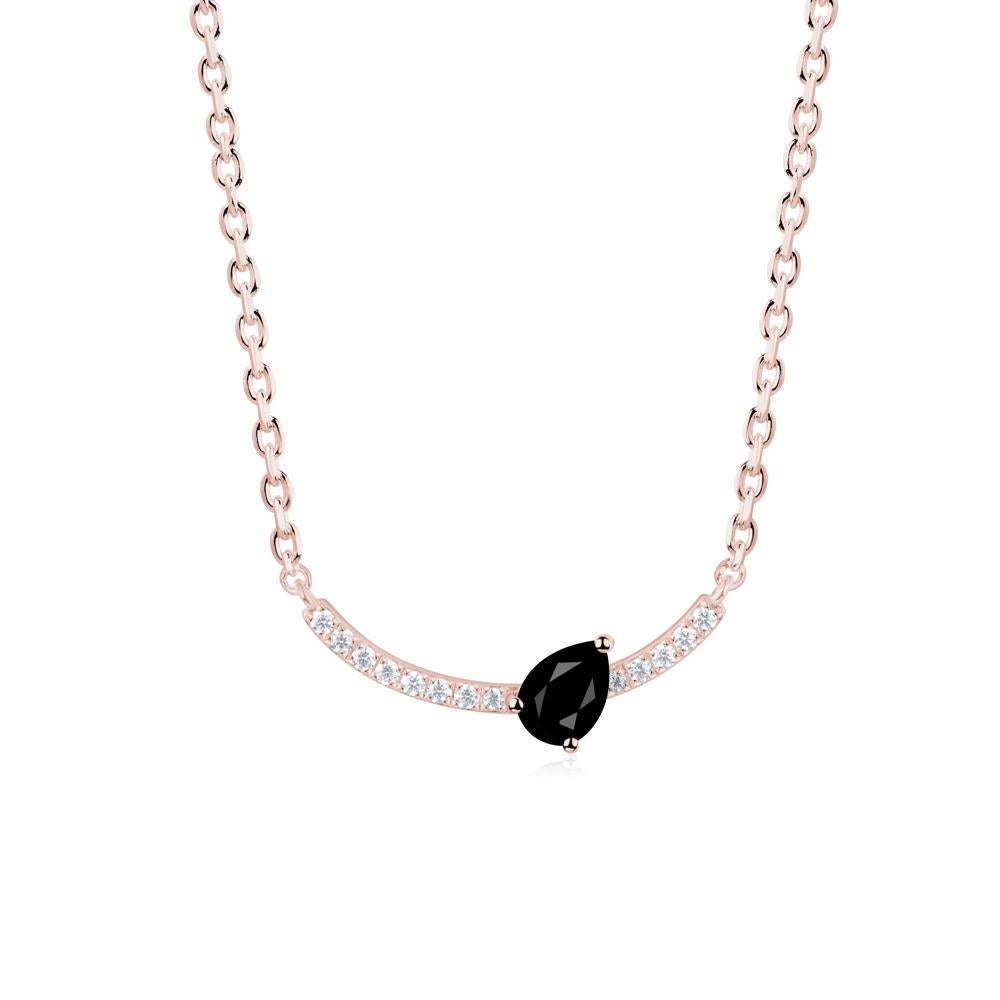 Pave Curve Black Spinel Necklace - LUO Jewelry #metal_18k rose gold