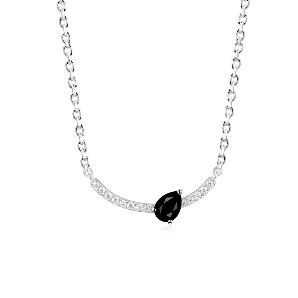 Pave Curve Black Spinel Necklace - LUO Jewelry #metal_18k white gold