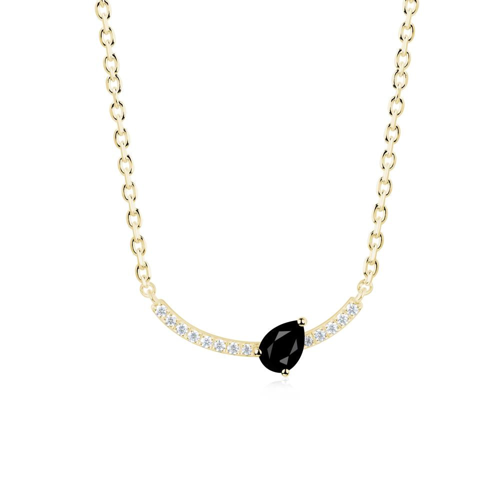 Pave Curve Black Spinel Necklace - LUO Jewelry #metal_18k yellow gold