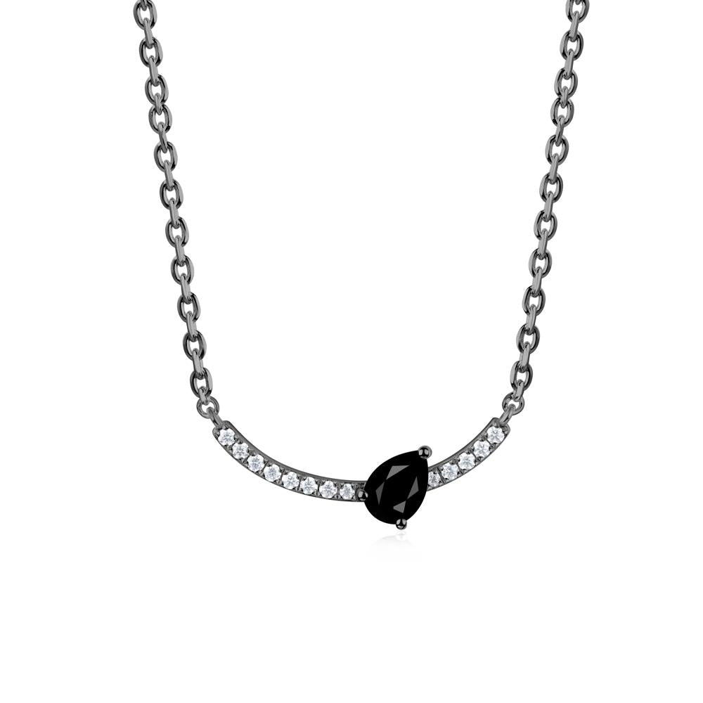 Pave Curve Black Spinel Necklace - LUO Jewelry #metal_black finish sterling silver