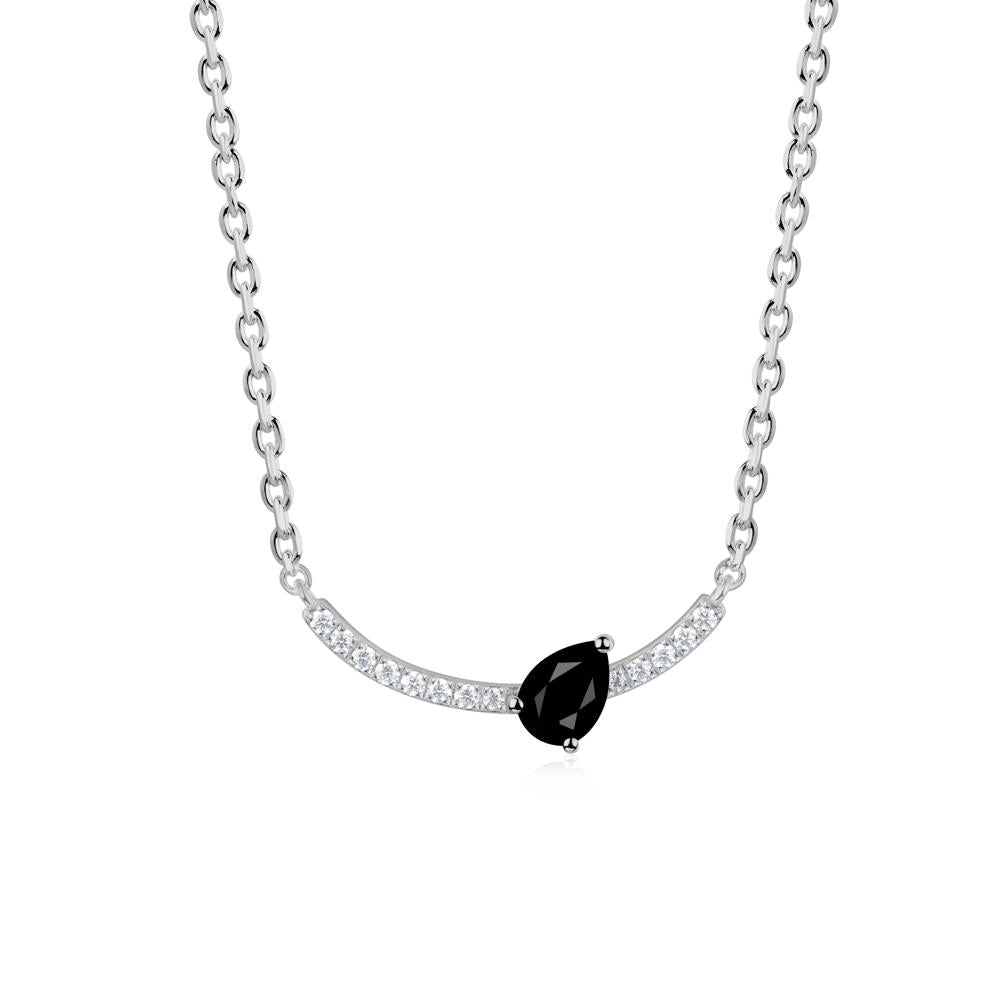 Pave Curve Black Spinel Necklace - LUO Jewelry #metal_platinum