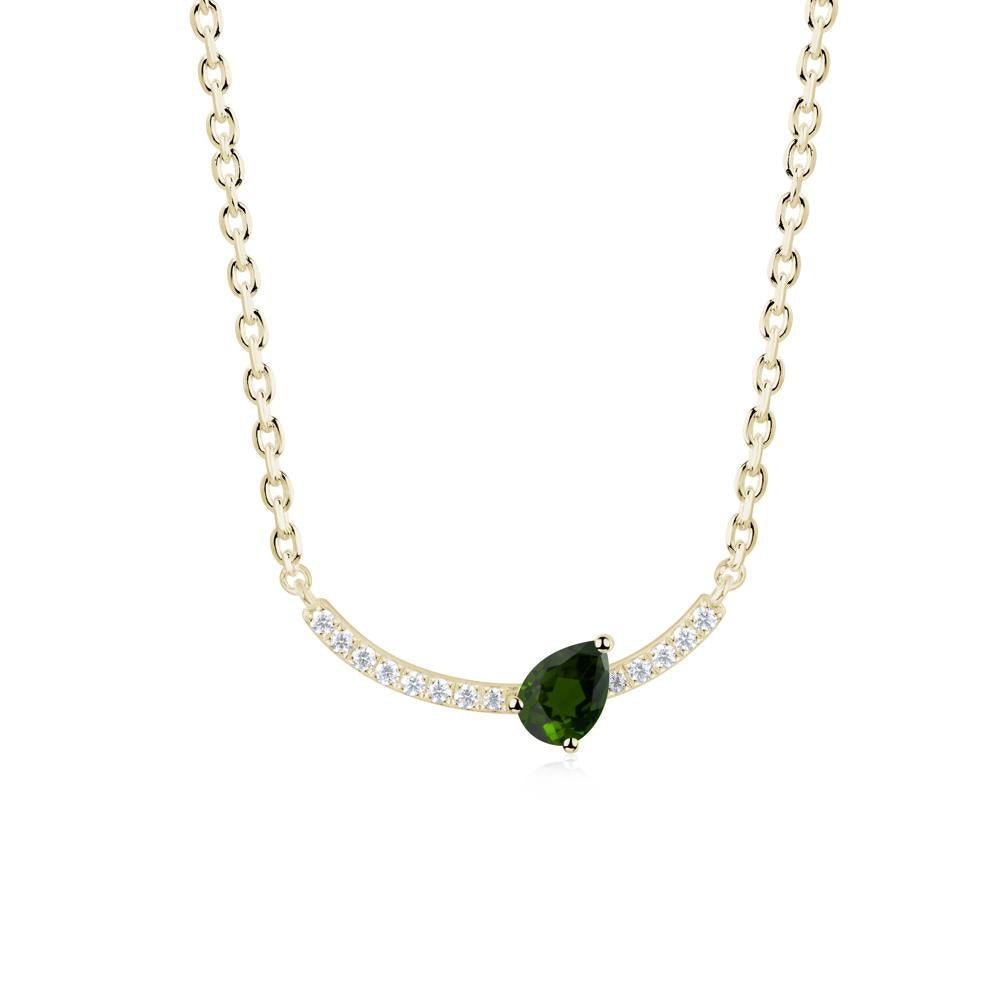 Pave Curve Diopside Necklace - LUO Jewelry #metal_14k yellow gold