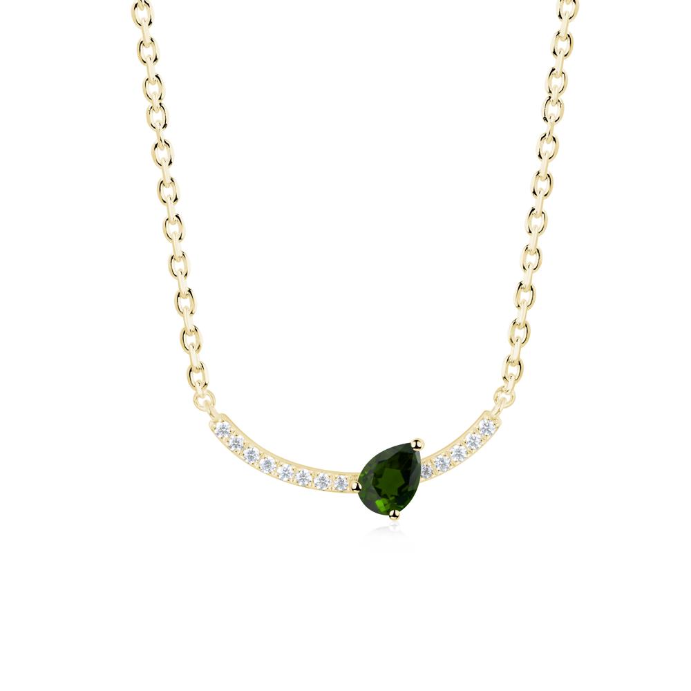 Pave Curve Diopside Necklace - LUO Jewelry #metal_18k yellow gold