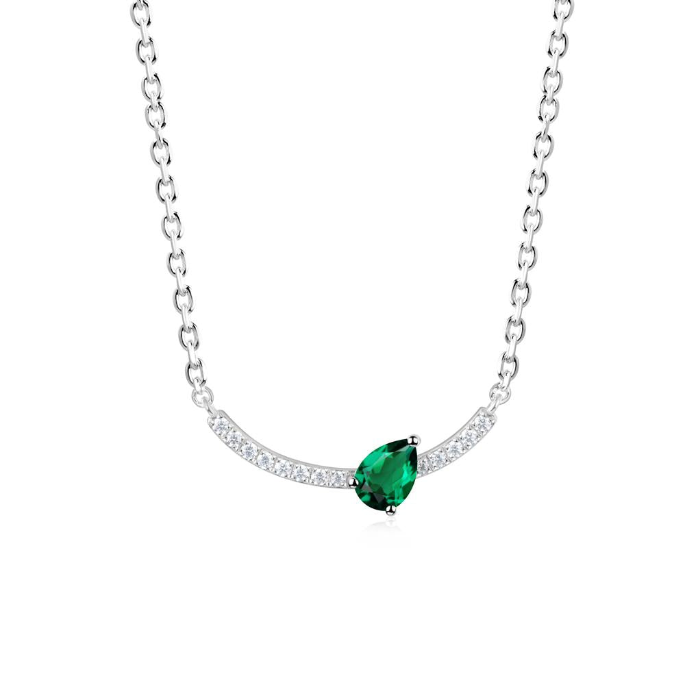 Pear Emerald Smile Necklace - LUO Jewelry #metal_14k white gold