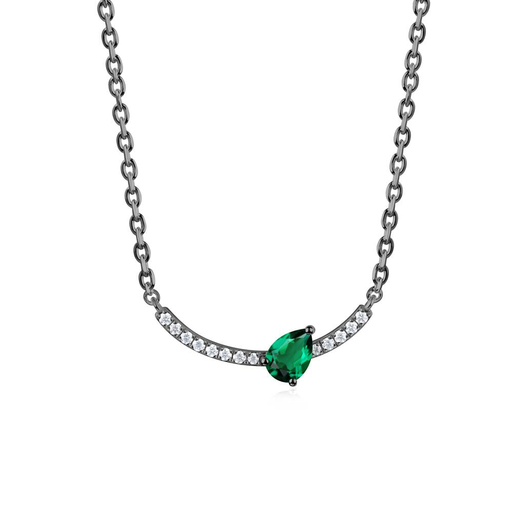 Pear Emerald Smile Necklace - LUO Jewelry #metal_black finish sterling silver