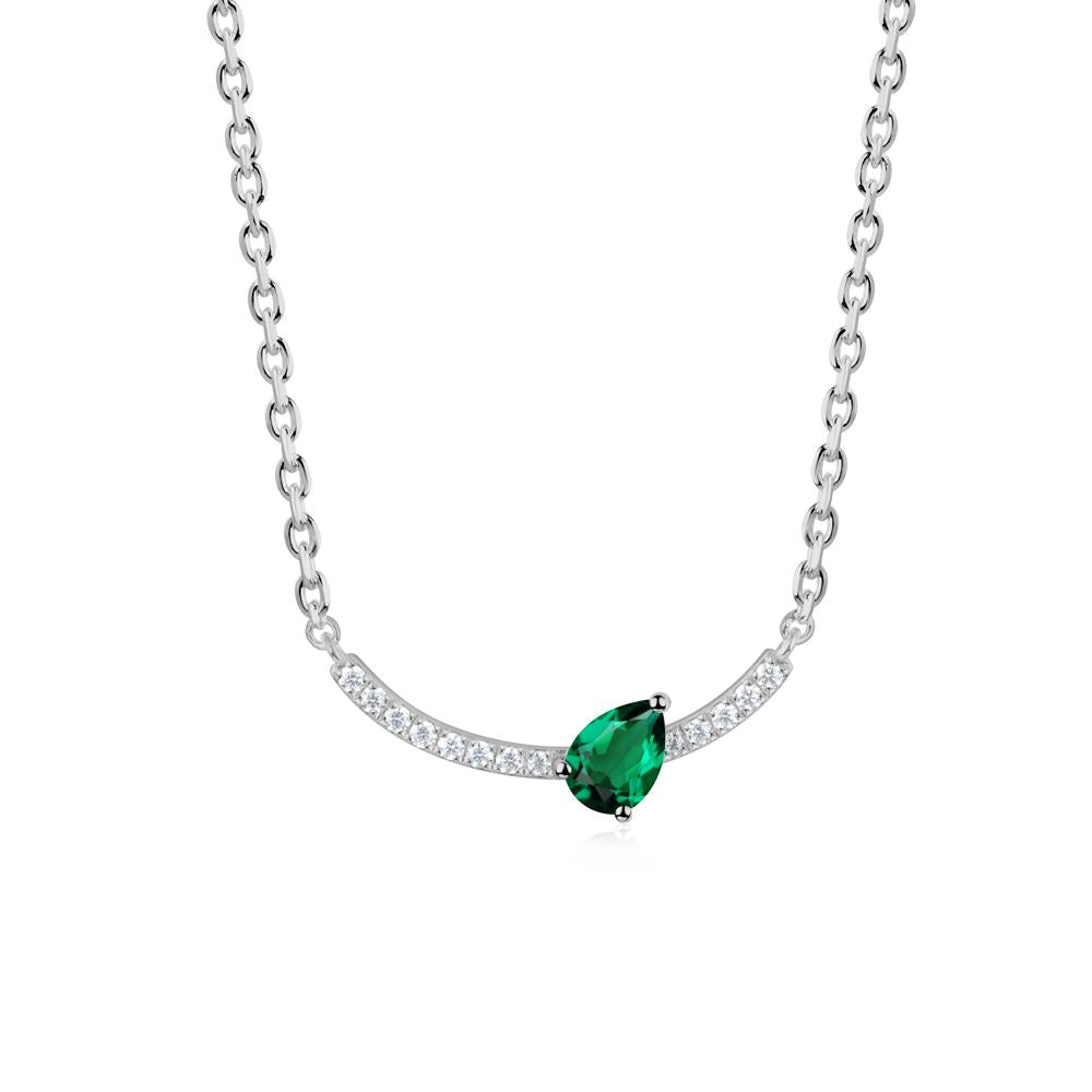 Pear Emerald Smile Necklace - LUO Jewelry #metal_platinum
