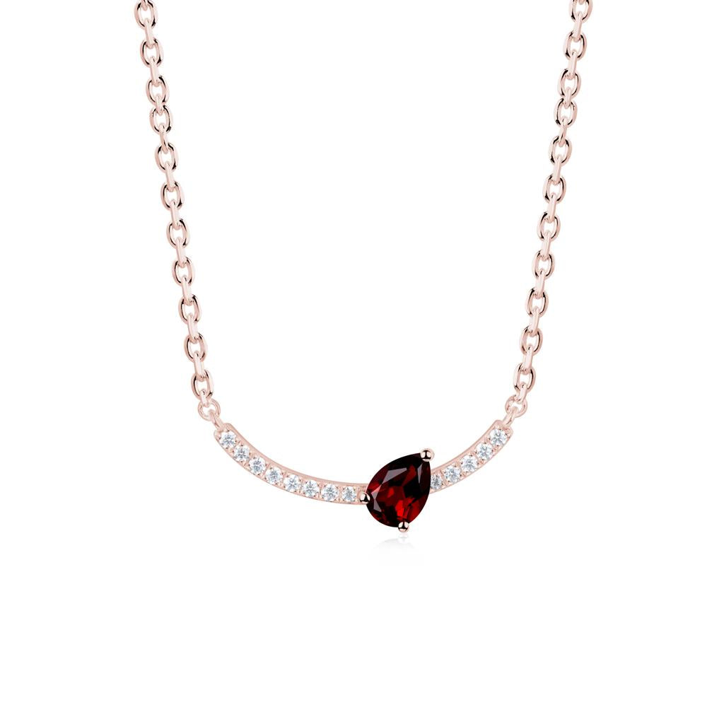 Pave Curve Garnet Necklace - LUO Jewelry #metal_18k rose gold