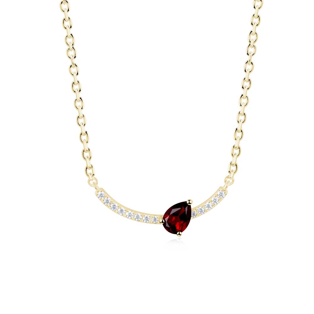 Pave Curve Garnet Necklace - LUO Jewelry #metal_18k yellow gold