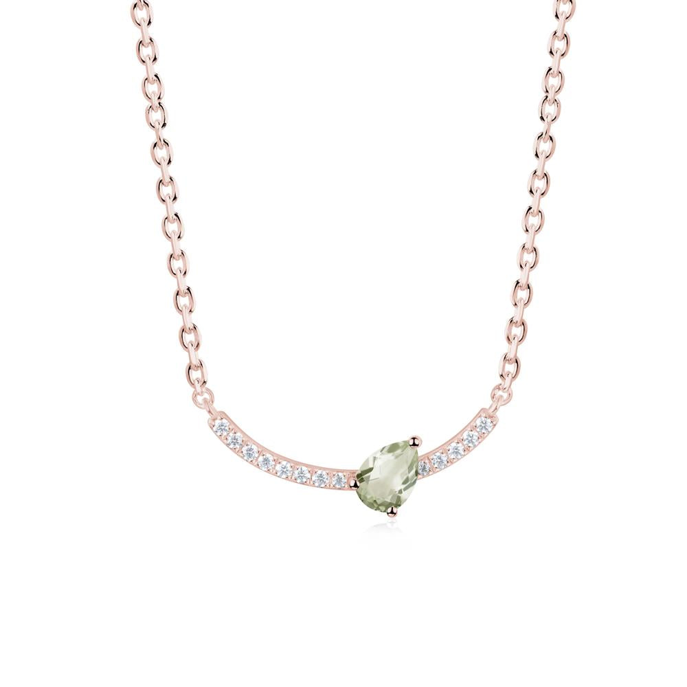 Pave Curve Green Amethyst Necklace - LUO Jewelry #metal_18k rose gold