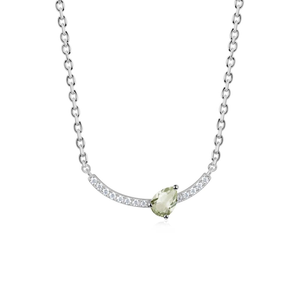 Pave Curve Green Amethyst Necklace - LUO Jewelry #metal_platinum